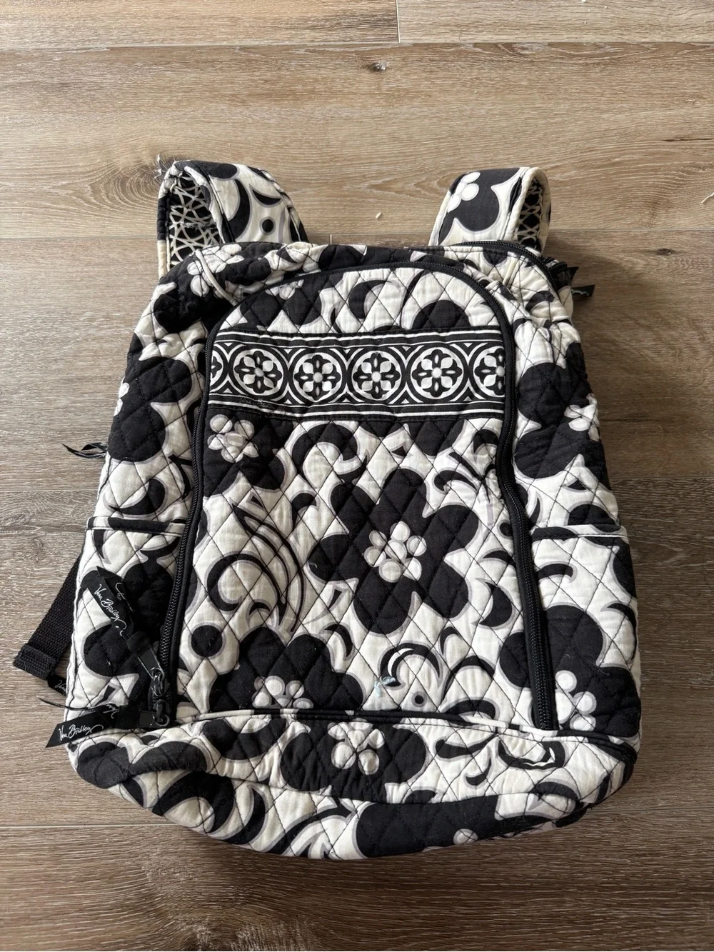 Vera Bradley Black & White Quilted Floral Backpack
